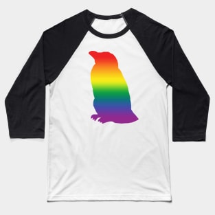 Rainbow Silhouette Penguin Pride Baseball T-Shirt